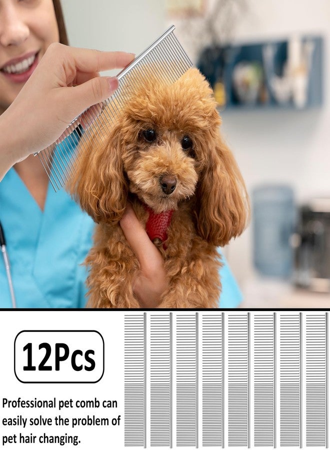 mekueeex 12 Pcs Stainless Steel Dog & Cat Comb, 7.48 Inch Metal Grooming Tool for Removing Knots, Long and Short Haired Pets Including Dogs, Cats & Others - Image 5